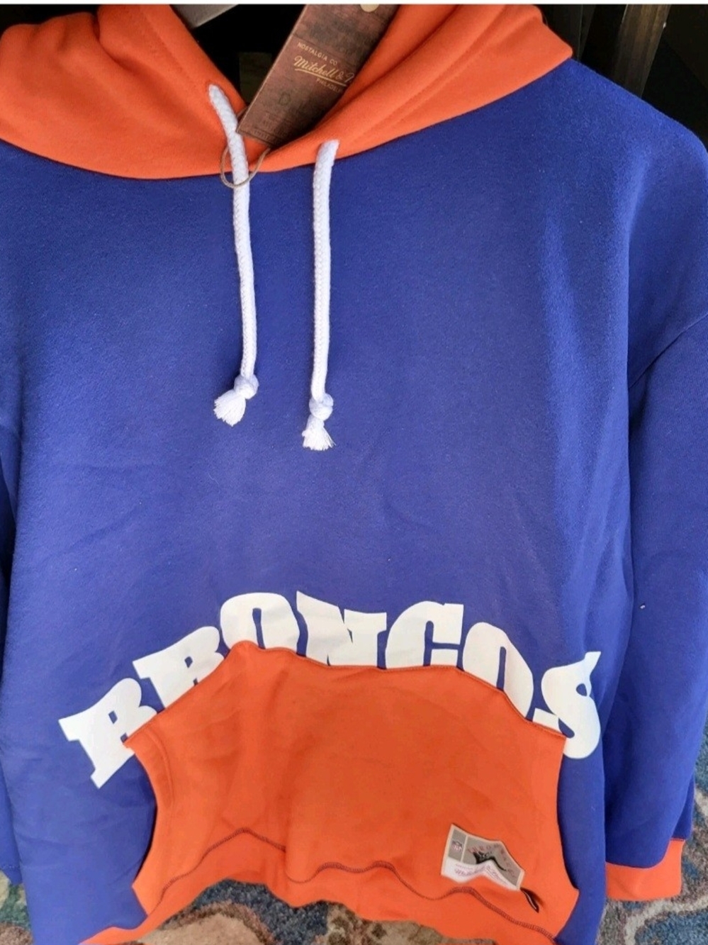 Mitchell & Ness NFK Denver Broncos Big Face Hoodie 3XL  Throwback Colorblock NWT